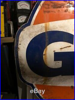 Large single-sided Gulf porcelain gas station sign 1965 6' x 7