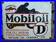 MOBILOIL D porcelain sign advertising vintage gas oil 24 USA Gargoyle biker