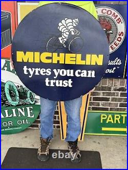 Michelin Tyres You Can Trust 30 Inch Vintage Porcelain Gas Oil Sign