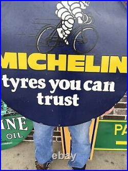 Michelin Tyres You Can Trust 30 Inch Vintage Porcelain Gas Oil Sign