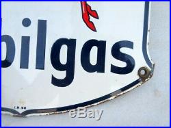 Mobil Gas Oil Flying Horse Ad Porcelain Enamel Sign Board Vintage 1940 Old Rare
