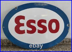 Nice 1940's Esso Exxon Enamel Porcelain Sign 27.5'' X 20'