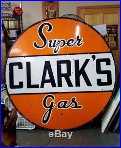 OLD 6' tall Clarks Super Gas sign, look at my porcelain oil, neon signs, 1 sided