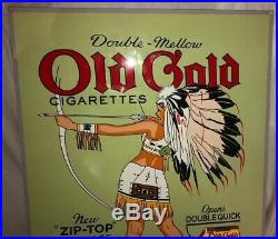 OLD GOLD CIGARETTES With INDIAN WOMAN SMOKING GAS OIL SIGN Porcelain Metal