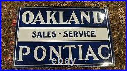 Oakland Pontiac Sales Service Original Porcelain Sign