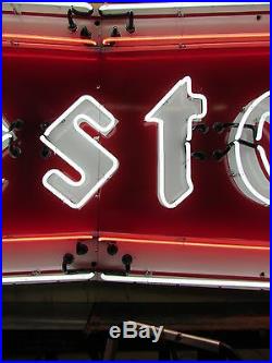 Old Firestone Bowtie Porcelain Sign with Neon 12 FT. W x 4 FT. H SSPN