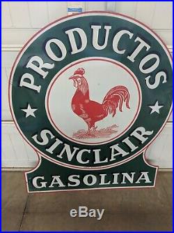 Old Original Sinclair Productos Gasoline Porcelain Farm Oil Sign TAC Authentic