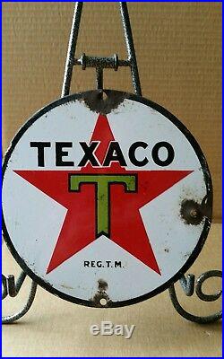 Old Original Texaco Porcelain Pump Plate Lubster Sign