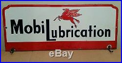 Old Porcelain Mobil Oil Lubrication Sign Pegasus Gasoline