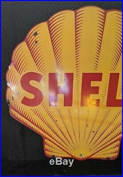Old Shell Gas Motor Oil 48 inch Station DSP Porcelain Sign AUTHENTIC TAC