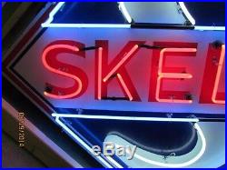 Old Skelly Porcelain Sign with Neon Displays 66 x 66 SSPN Neon Sign
