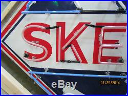 Old Skelly Porcelain Sign with Neon Displays 66 x 66 SSPN Neon Sign