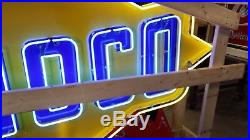Old Sunoco Porcelain Sign with Neon & Flashing Arrow 8 FT W x 6 FT H
