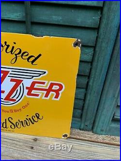 Old Vintage Whizzer Authorized Sales & Service Porcelain Motorcycle Dealer Sign