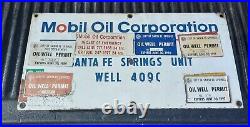 Orig. Mobil Oil Corp. Santa Fe Springs CA. Porcelain Sign