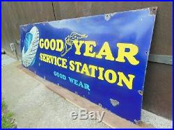Original 1930's Good Year Tire Service Station Porcelain Sign 24 X 72 Antique