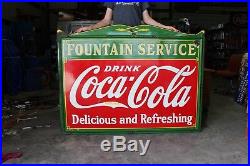 Original 1932 Porcelain Coca Cola Fountain Service Advertising Sign Nice
