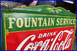 Original 1932 Porcelain Coca Cola Fountain Service Advertising Sign Nice