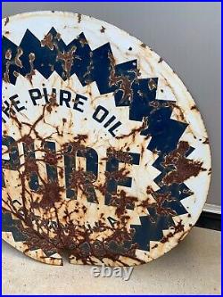 Original 1940s PURE GASOLINE Service Station Porcelain Sign Gas & Oil