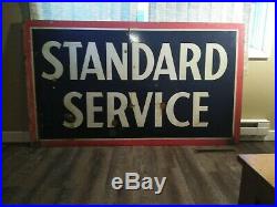 Original 1958 Standard Service Double-sided Porcelain Gas Station Sign Very Nice