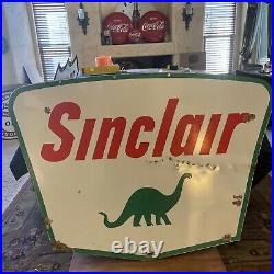 Original & Authentic Sinclair 60x42.5 Inch Porcelain Dealer Gas & Oil Sign