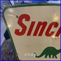 Original & Authentic Sinclair 60x42.5 Inch Porcelain Dealer Gas & Oil Sign