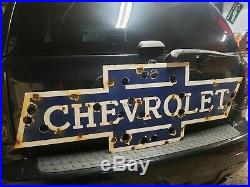 Original CHEVROLET Porcelain Dealership Sign Neon Gas Oil Car Truck 1940's GM