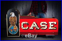 Original Case Tractor Porcelain Neon Gas Oil Farm Machinery Sign