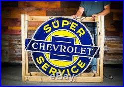 Original Chevrolet Service Porcelain Gas Oil Dealership NEON Sign