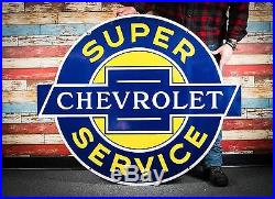 Original Chevrolet Service Porcelain Gas Oil Dealership Sign