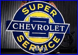 Original Chevrolet Service Porcelain Gas Oil Dealership Sign