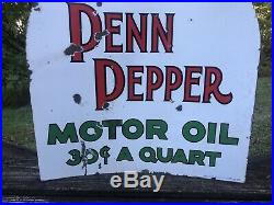 Original Double Sided Porcelain Penn Pepper Gasoline Old Gold Sign Ashland RARE