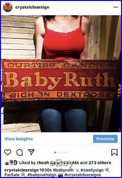 Original Early 28x10 Baby Ruth Non Porcelain Sign Cleared Babe Ruth Candy Tin