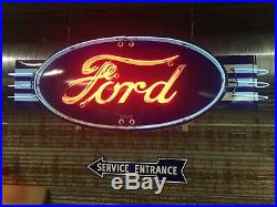 Original Ford Dealership Automotive Porcelain Neon Sign 3' x 8