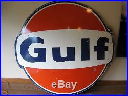 Original Gulf Porcelain Sign 6foot Singled Sided Dated 3-1973