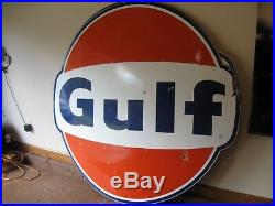 Original Gulf Porcelain Sign 6foot Singled Sided Dated 3-1973