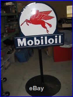 Original Large Mobiloil Socony-vacuum Porcelain Lollipop Sign
