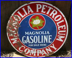 Original Magnolia Gasoline Motor Oil Porcelain Sign 29 30