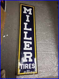 Original Miller Tires Gas Oil Porcelain Sign- MINT NOS
