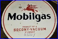 Original Mobilgas Socony Double Sided Porcelain Sign gas oil Mobil Vacuum 30