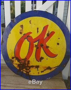 Original OK 36 Used Cars Porcelain Dealership Service Sign