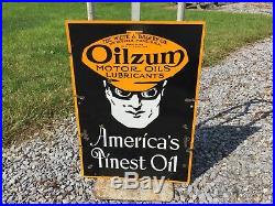 Original Oilzum Motor Oils Lubricants Porcelain Curb Sign