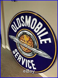 Original Oldsmobile Dealership Service Sign Porcelain Double Sided 60
