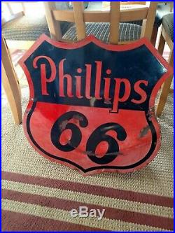 Original Phillips 66 Porcelain Double Sided Sign 30. SPS 55