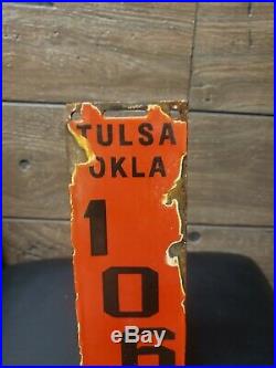 Original Porcelain 1915 Tulsa Oklahoma motorcycle license plate Gas Oil Car