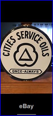 Original Porcelain Cities Service Oil Pump Plate Gas and Oil