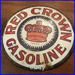 Original Porcelain Sign Red Crown Gas Oil Sign USA NOT A REPOP