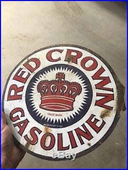 Original Porcelain Sign Red Crown Gas Oil Sign USA NOT A REPOP