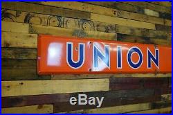 Original Rare 1950s Porcelain Union 76 Oil Advertising Sign Gas Lube HUGE Strip