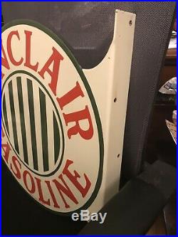 Original Sinclair Gasoline Porcelain Flange Sign